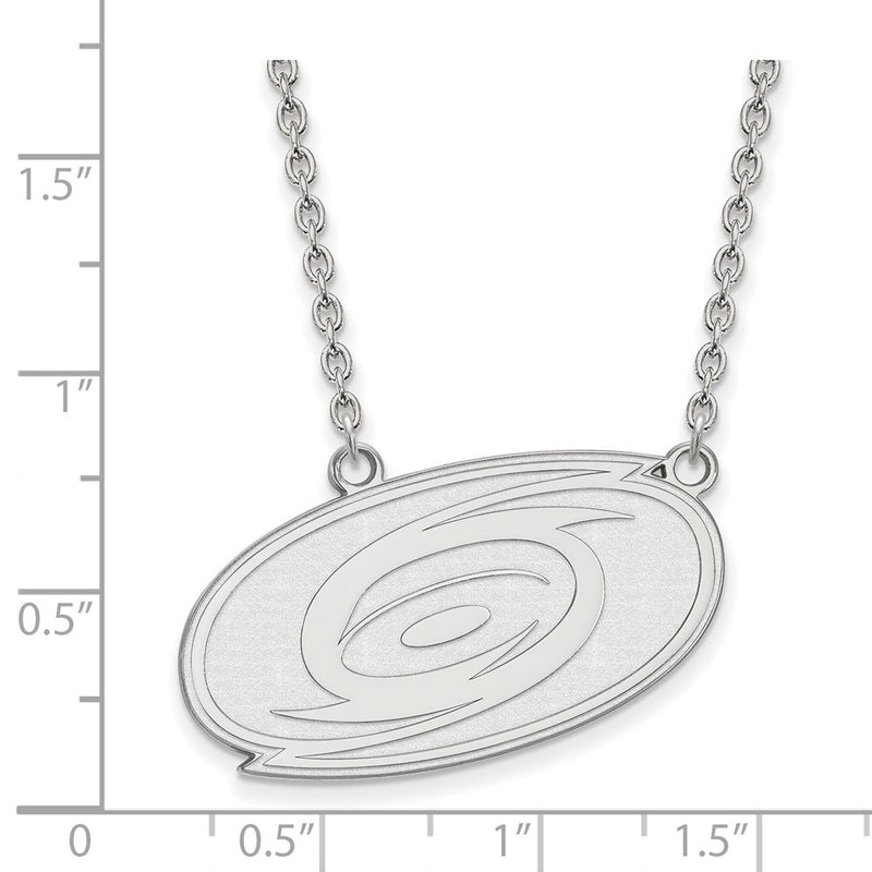 14K White Gold Nhl Logoart Carolina Hurricanes Large Pendant 18 Inch Necklace