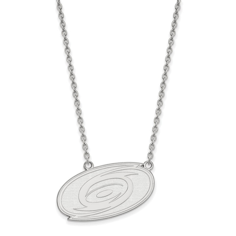 14K White Gold Nhl Logoart Carolina Hurricanes Large Pendant 18 Inch Necklace