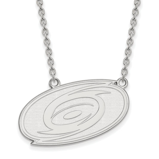 10K White Gold Nhl Logoart Carolina Hurricanes Large Pendant 18 Inch Necklace