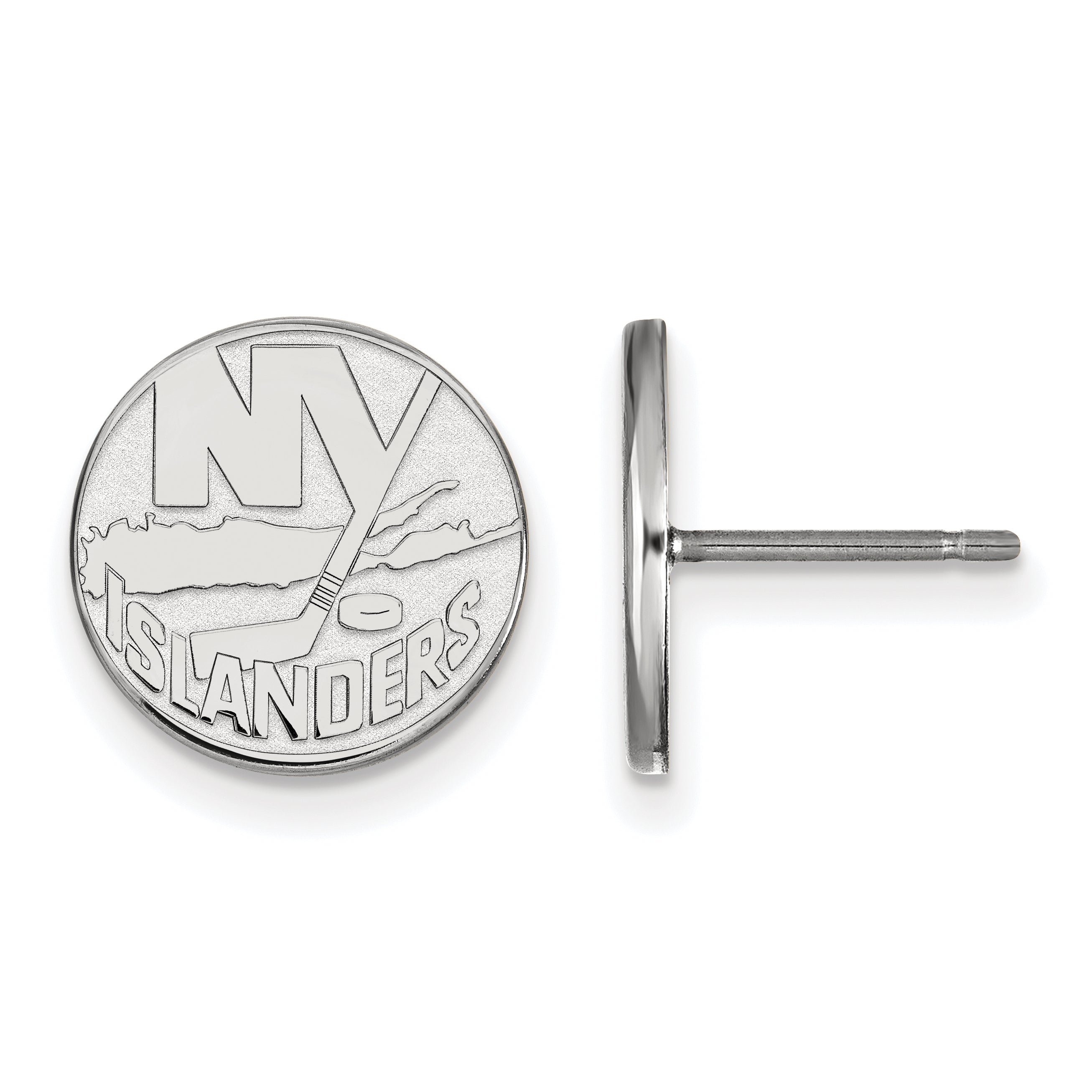10K White Gold Nhl Logoart New York Islanders Small Post Earrings