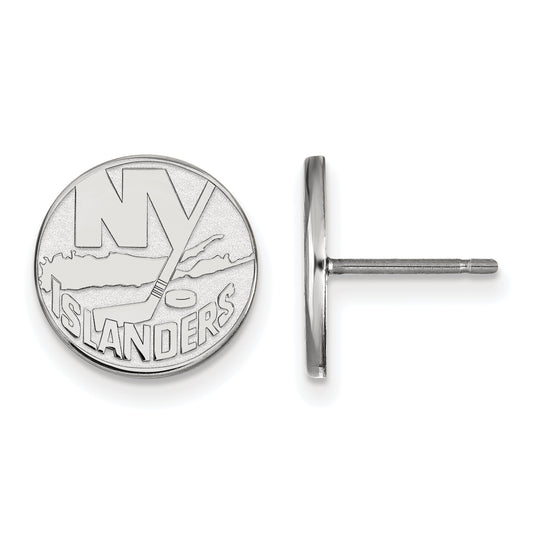 10K White Gold Nhl Logoart New York Islanders Small Post Earrings