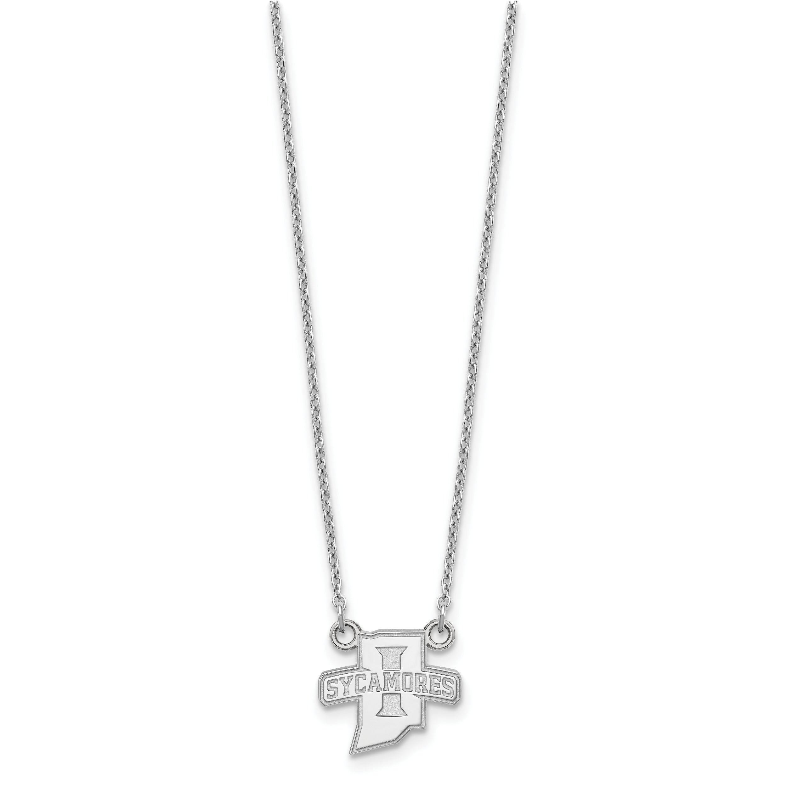 10K White Gold Logoart Indiana State University Sycamores Small Pendant 18 Inch Necklace