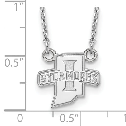 10K White Gold Logoart Indiana State University Sycamores Small Pendant 18 Inch Necklace