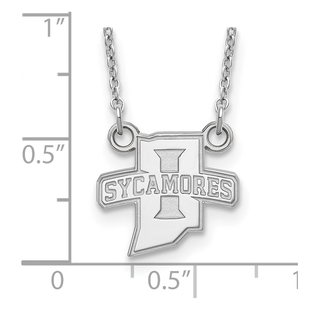 Sterling Silver Rhodium Plated Logoart Indiana State University Sycamores Small Pendant 18 Inch Necklace