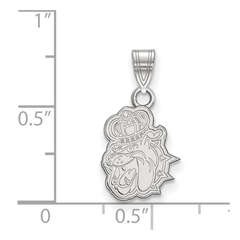 Sterling Silver Rhodium Plated Logoart James Madison University Duke Dog Small Pendant