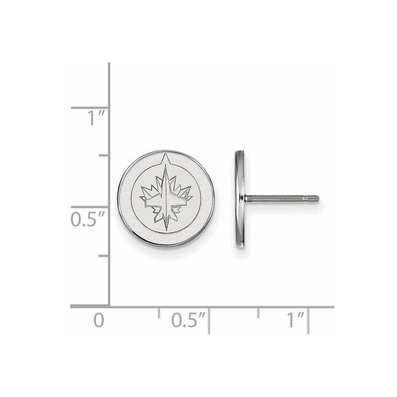 10K White Gold Nhl Logoart Winnipeg Jets Small Post Earrings