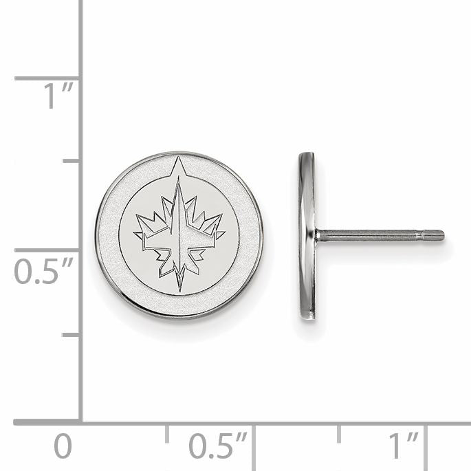 Sterling Silver Rhodium Plated Nhl Logoart Winnipeg Jets Small Post Earrings