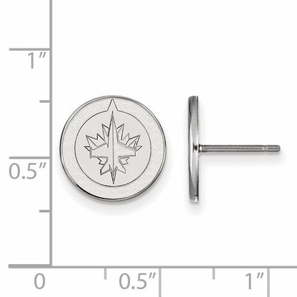 Sterling Silver Rhodium Plated Nhl Logoart Winnipeg Jets Small Post Earrings