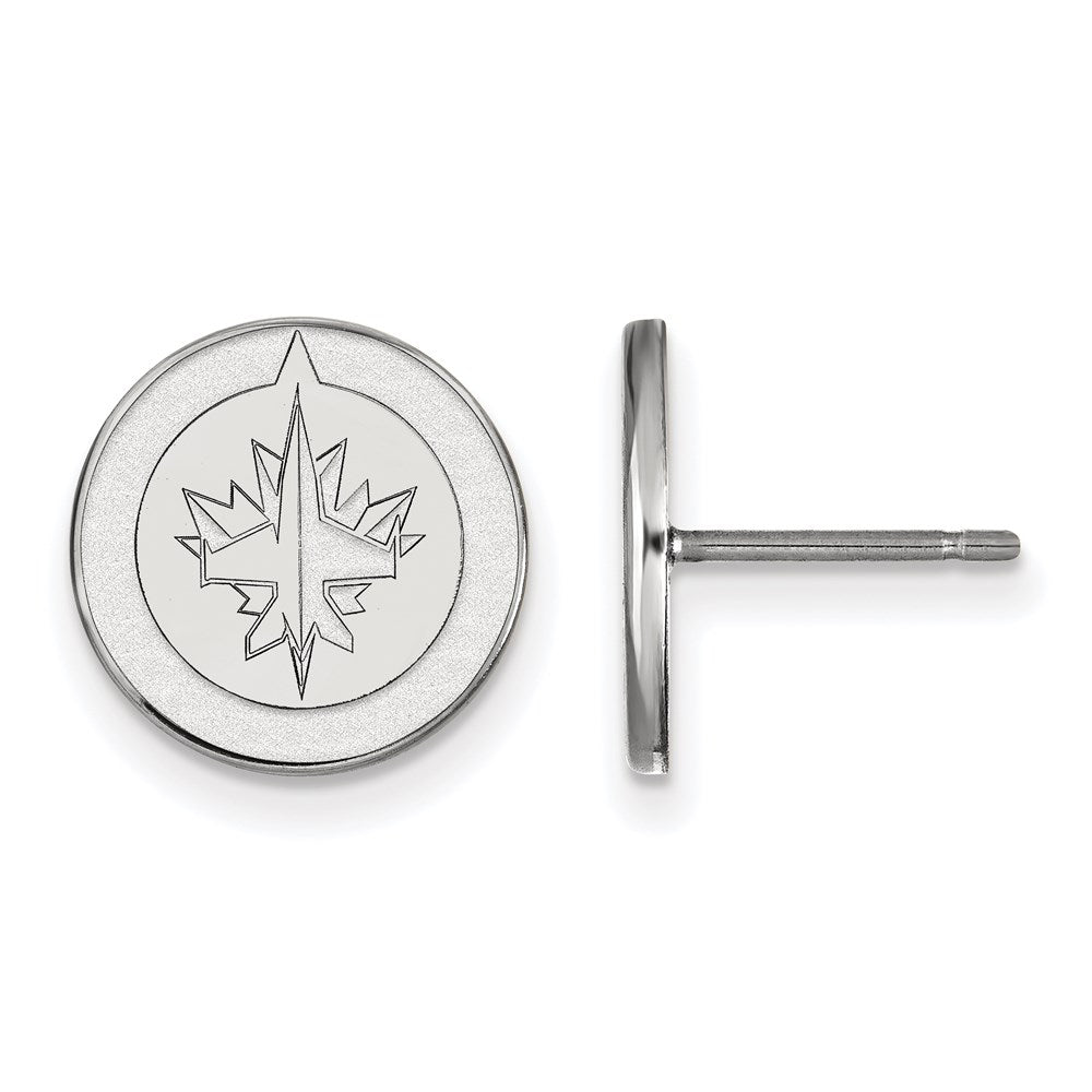 14K White Gold Nhl Logoart Winnipeg Jets Small Post Earrings