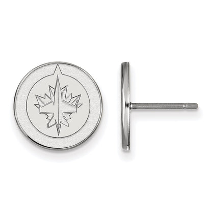 14K White Gold Nhl Logoart Winnipeg Jets Small Post Earrings