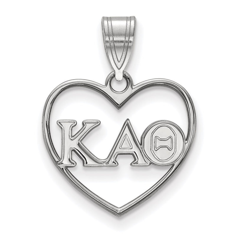 Sterling Silver Rhodium Plated Logoart Kappa Alpha Theta Sorority Greek Letters Heart Pendant