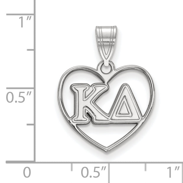 Sterling Silver Rhodium Plated Logoart Kappa Delta Sorority Greek Letters Heart Pendant
