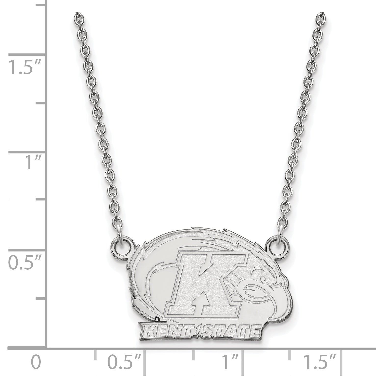 Sterling Silver Rhodium Plated Logoart Kent State University Small Pendant 18 Inch Necklace
