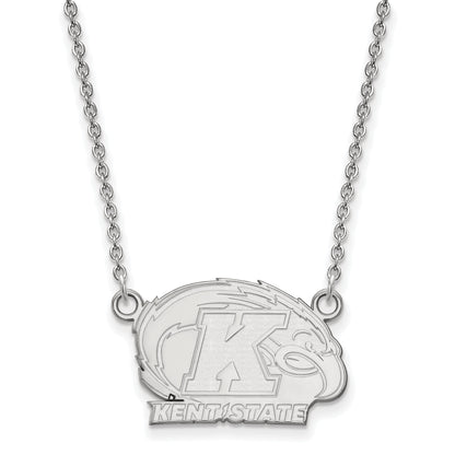 Sterling Silver Rhodium Plated Logoart Kent State University Small Pendant 18 Inch Necklace