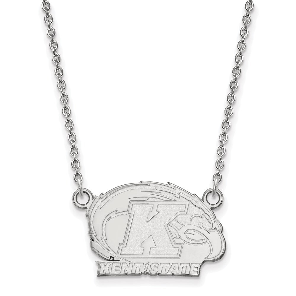 10K White Gold Logoart Kent State University Small Pendant 18 Inch Necklace