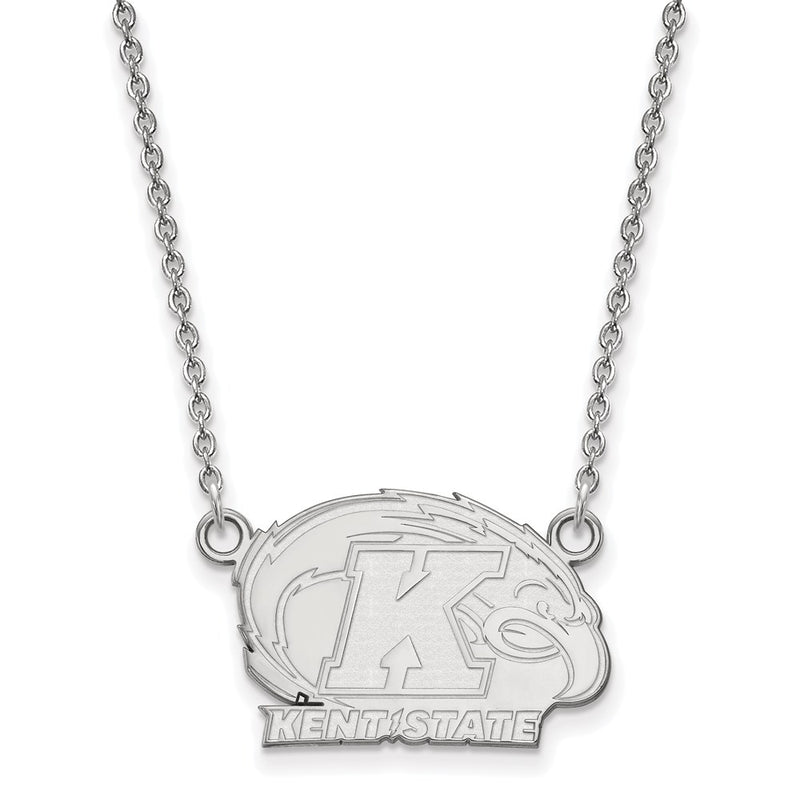 10K White Gold Logoart Kent State University Small Pendant 18 Inch Necklace