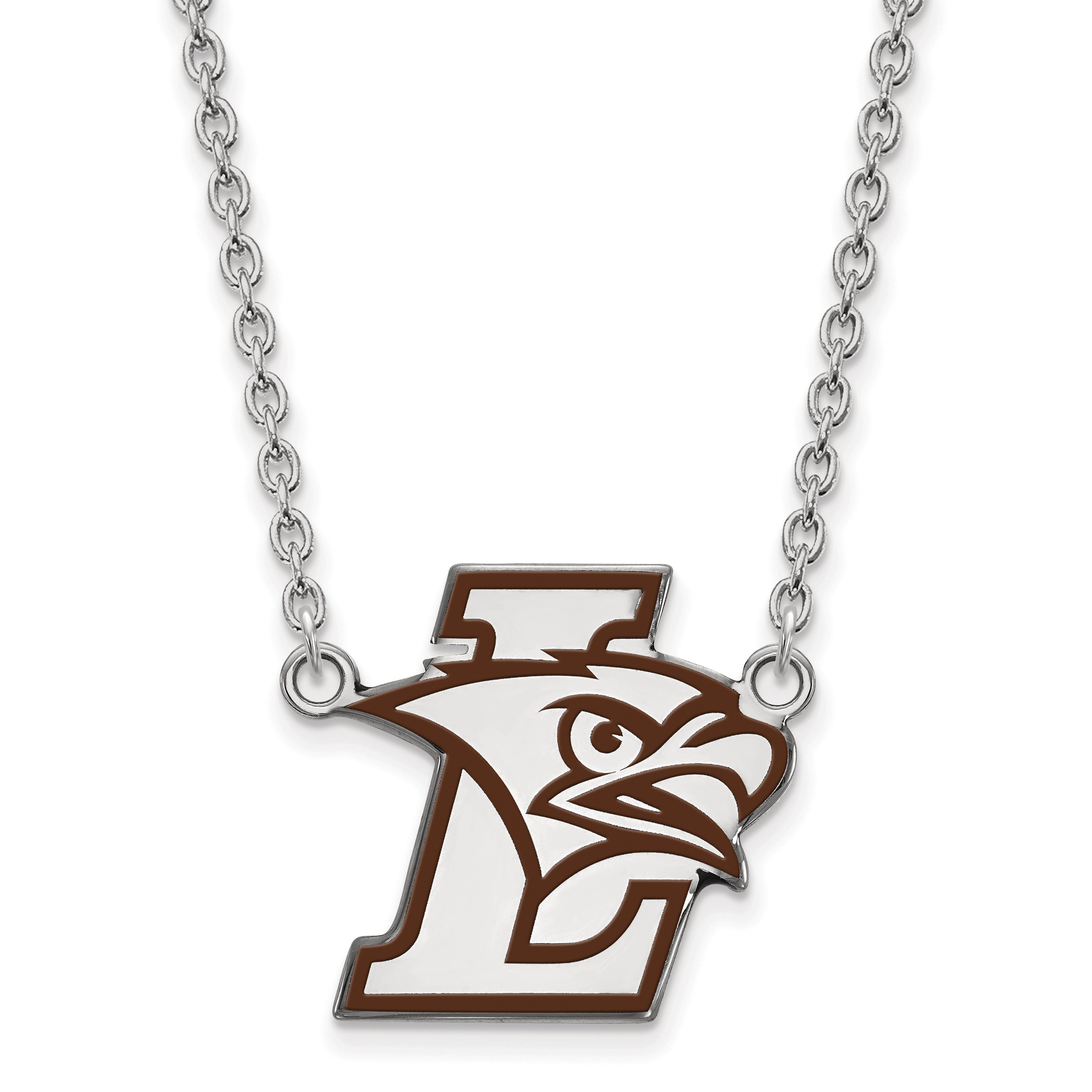 Sterling Silver Rhodium Plated Logoart Lehigh University Large Enameled Pendant 18 Inch Necklace