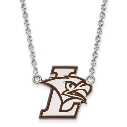 Sterling Silver Rhodium Plated Logoart Lehigh University Large Enameled Pendant 18 Inch Necklace