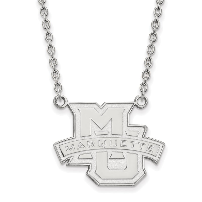 Sterling Silver Rhodium Plated Logoart Marquette University Large Pendant 18 Inch Necklace