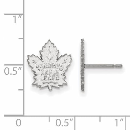 Sterling Silver Rhodium Plated Nhl Logoart Toronto Maple Leafs Small Post Earrings