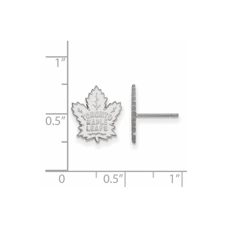 Sterling Silver Rhodium Plated Nhl Logoart Toronto Maple Leafs Small Post Earrings