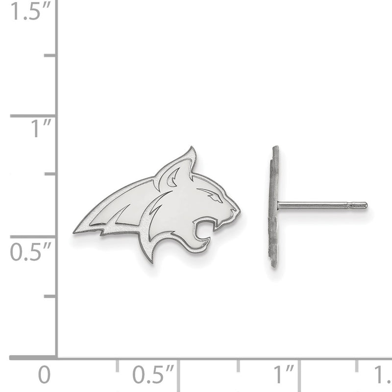 Sterling Silver Rhodium Plated Logoart Montana State University Bobcat Small Post Earrings