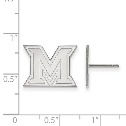 Sterling Silver Rhodium Plated Logoart Miami University Ohio Letter M Small Post Earrings