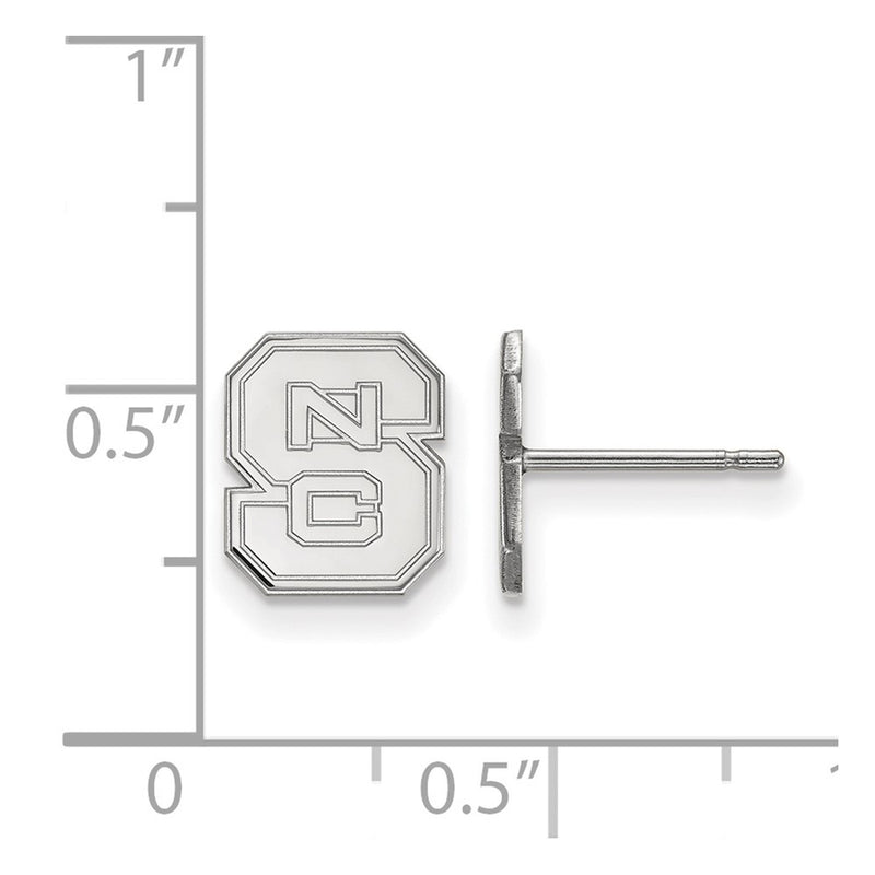 Sterling Silver Rhodium Plated Logoart North Carolina State University N C S Extra Small Post Earrings