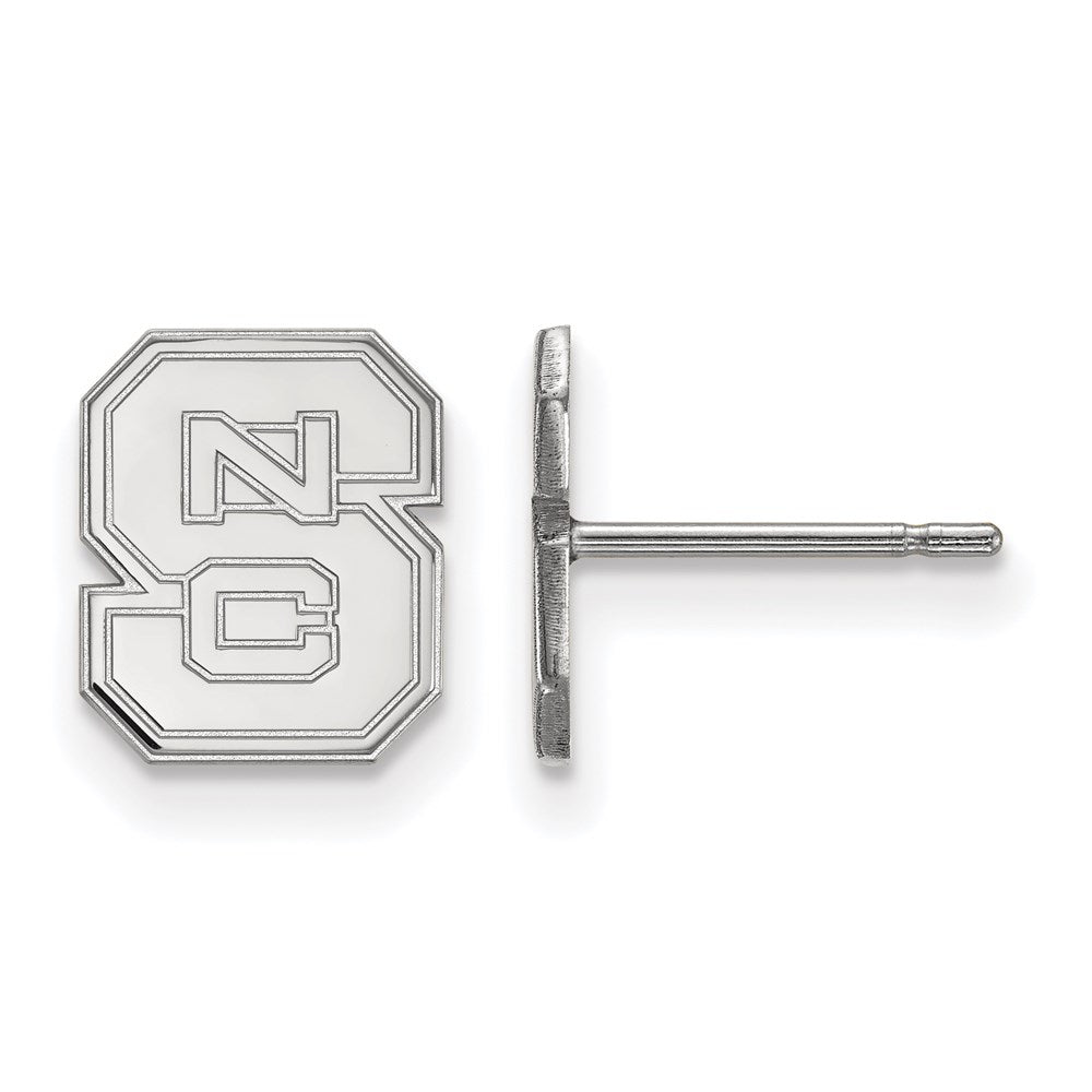10K White Gold Logoart North Carolina State University N C S Extra Small Post Earrings