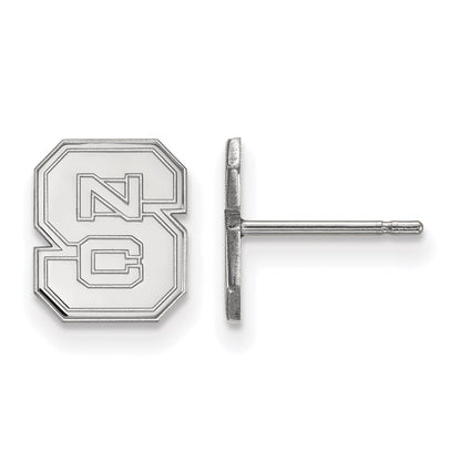 10K White Gold Logoart North Carolina State University N C S Extra Small Post Earrings