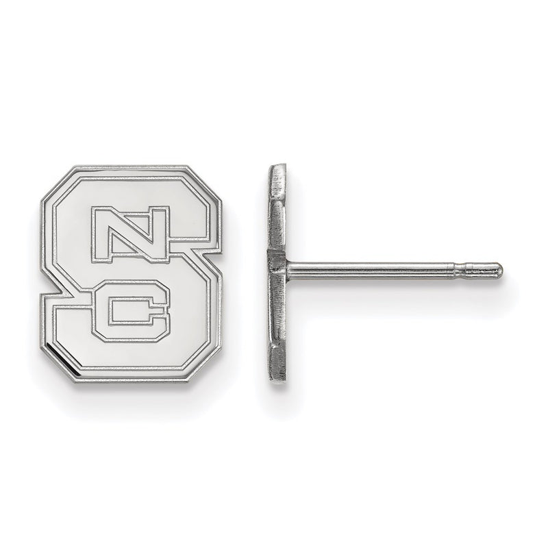 10K White Gold Logoart North Carolina State University N C S Extra Small Post Earrings