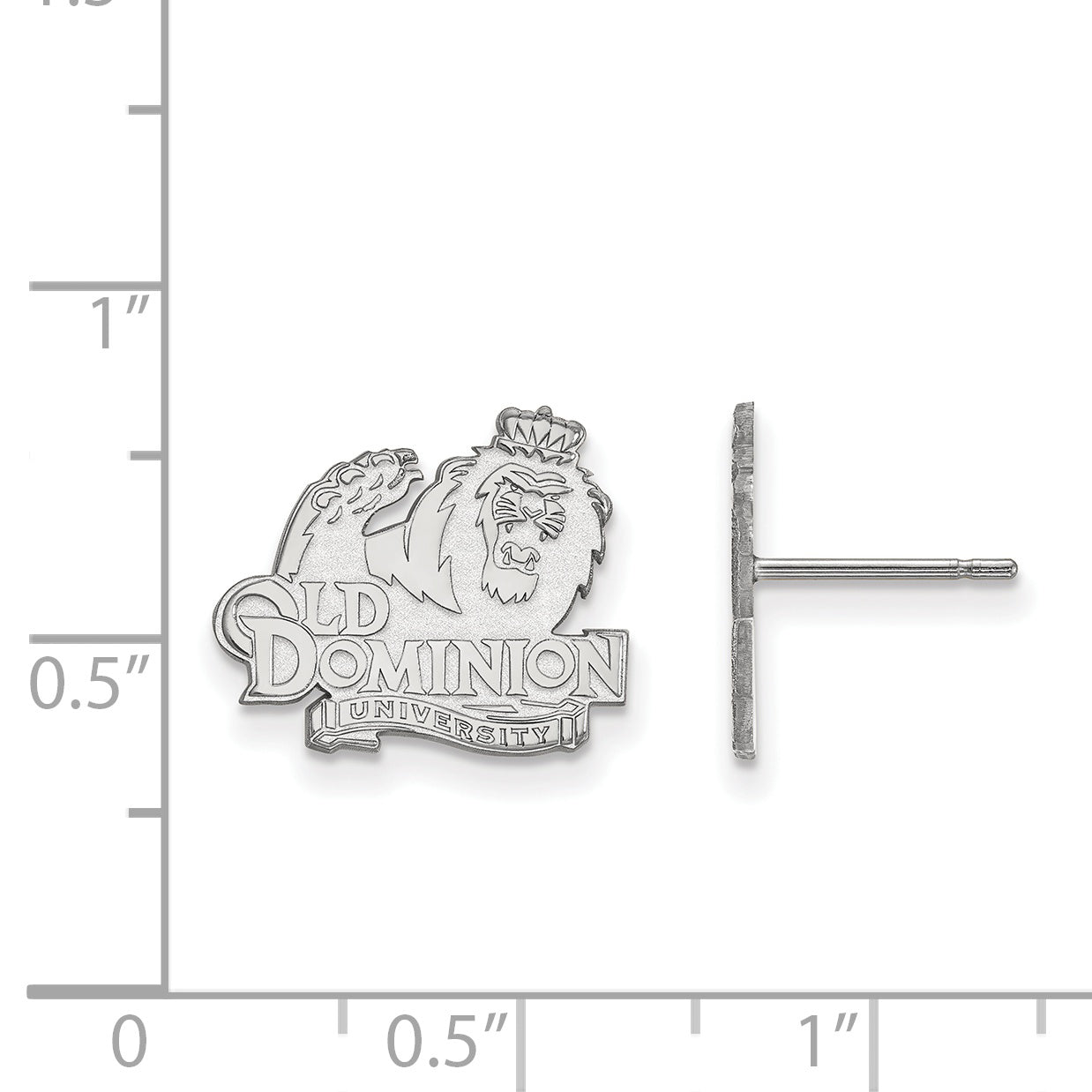 Sterling Silver Rhodium Plated Logoart Old Dominion University Small Post Earrings