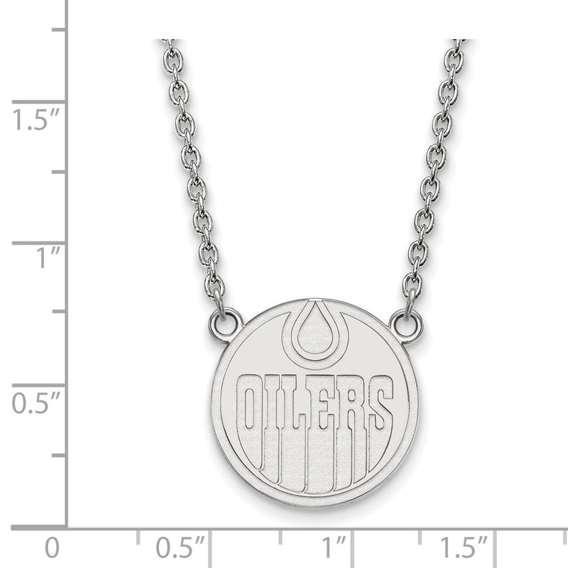 14K White Gold Nhl Logoart Edmonton Oilers Large Pendant 18 Inch Necklace
