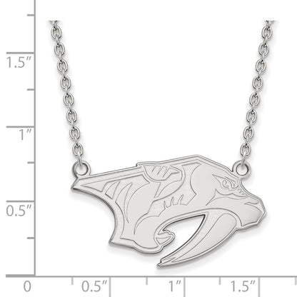 10K White Gold Nhl Logoart Nashville Predators Large Pendant 18 Inch Necklace