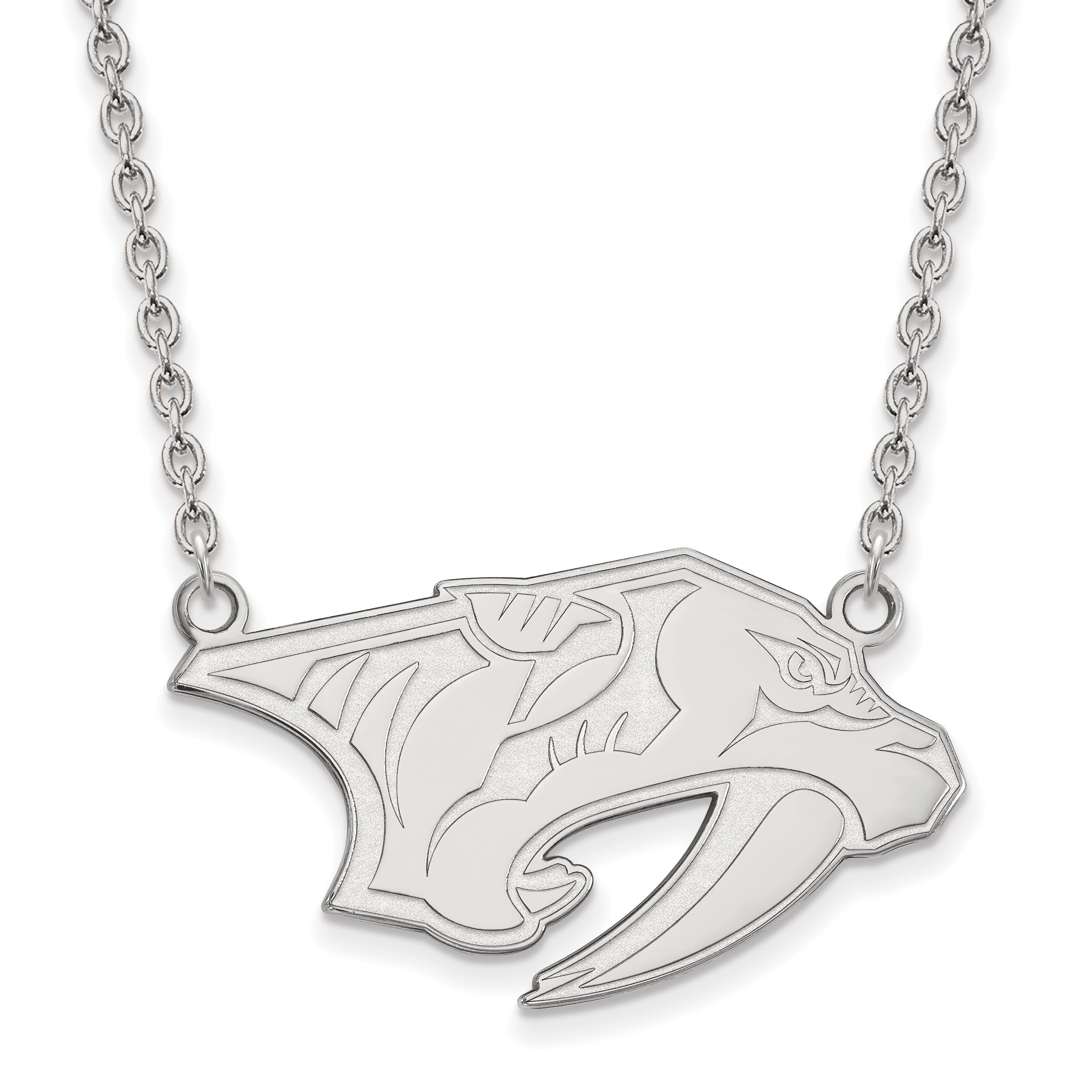 10K White Gold Nhl Logoart Nashville Predators Large Pendant 18 Inch Necklace
