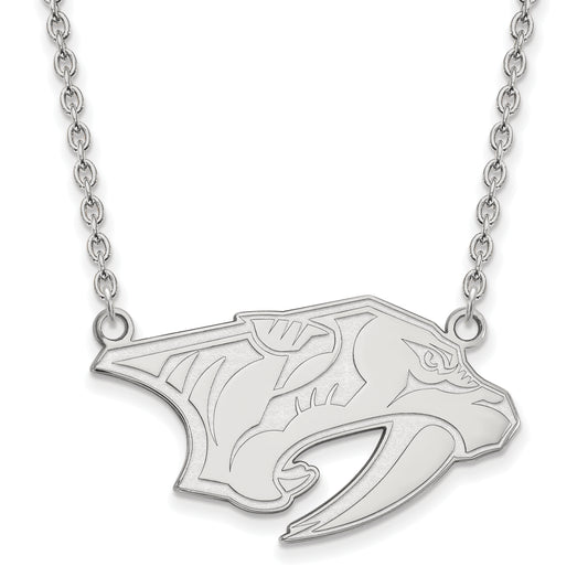 10K White Gold Nhl Logoart Nashville Predators Large Pendant 18 Inch Necklace