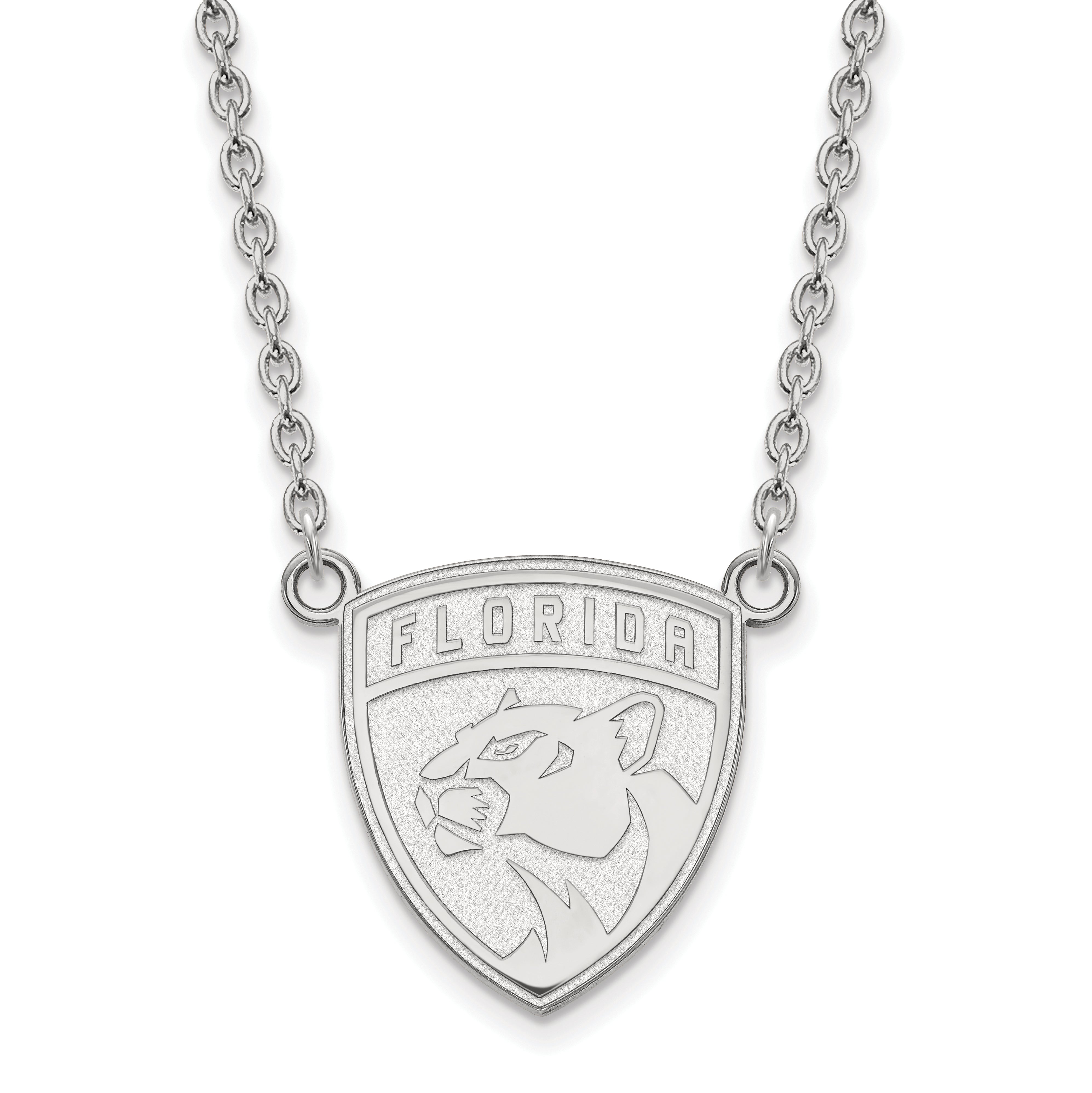 10K White Gold Nhl Logoart Florida Panthers Large Pendant 18 Inch Necklace