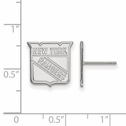10K White Gold Nhl Logoart New York Rangers Small Post Earrings
