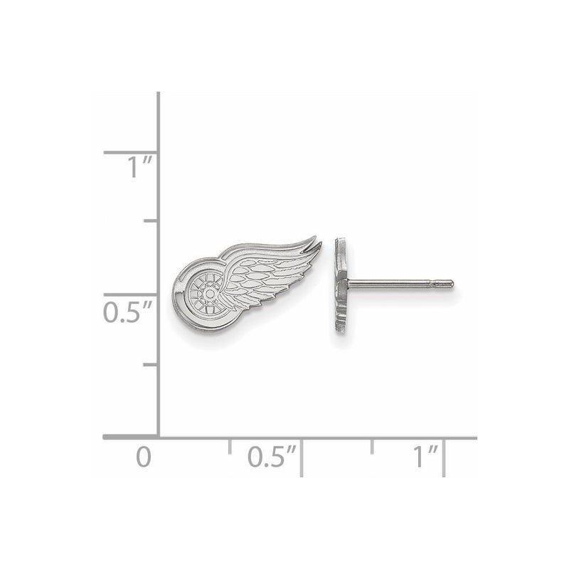 Sterling Silver Rhodium Plated Nhl Logoart Detroit Red Wings Extra Small Post Earrings