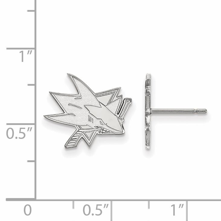 10K White Gold Nhl Logoart San Jose Sharks Small Post Earrings