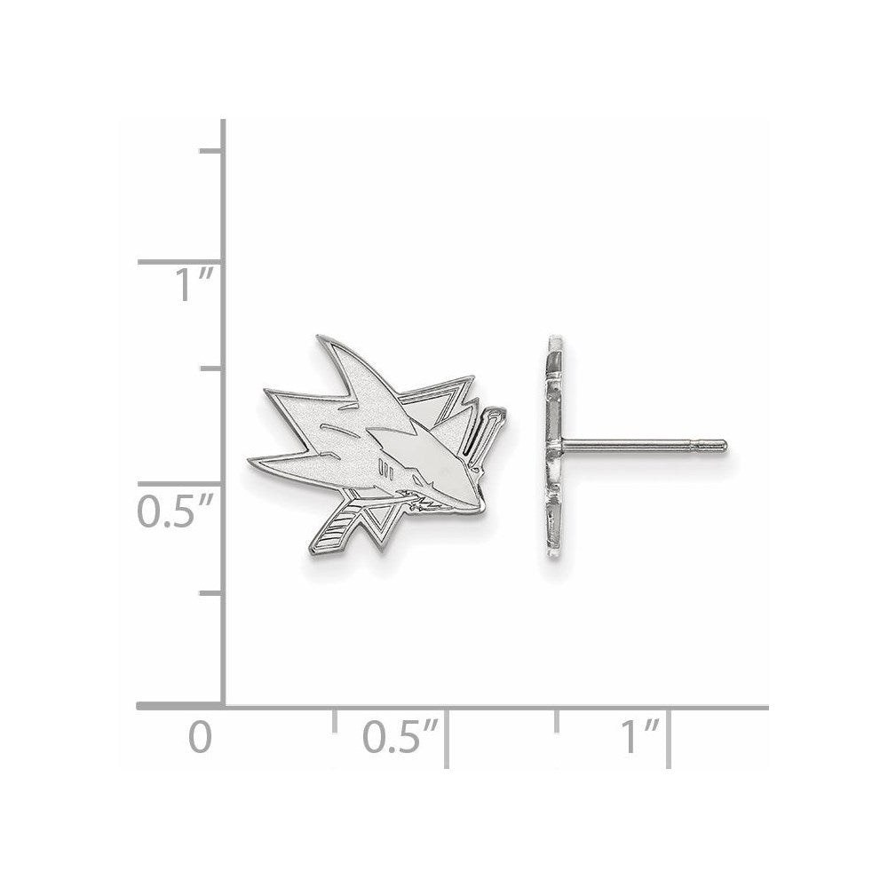 Sterling Silver Rhodium Plated Nhl Logoart San Jose Sharks Small Post Earrings