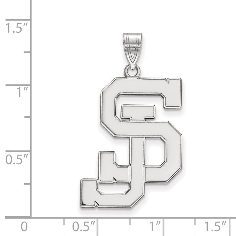 10K White Gold Logoart San Jose State University S J Extra Large Pendant
