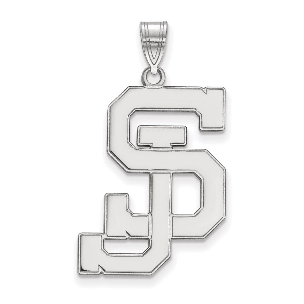 10K White Gold Logoart San Jose State University S J Extra Large Pendant