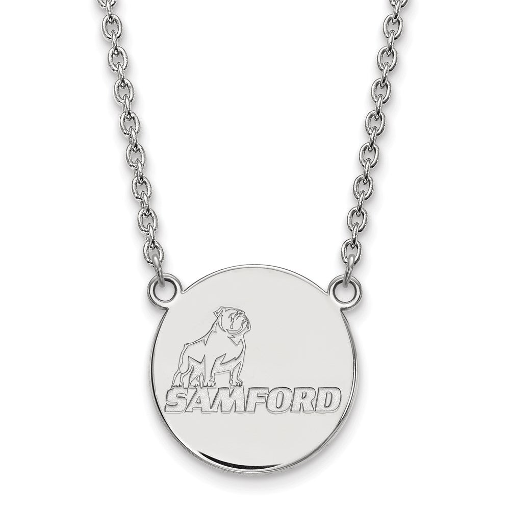 10K White Gold Logoart Samford University Large Disc Pendant 18 Inch Necklace