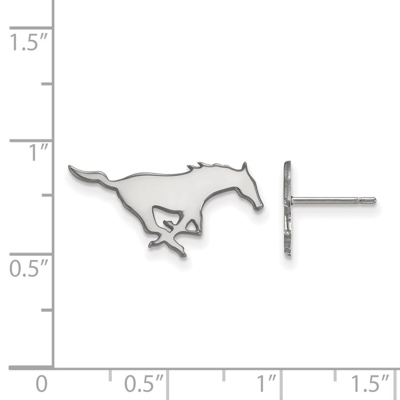 Sterling Silver Rhodium Plated Logoart Southern Methodist University Mustang Small Post Earrings