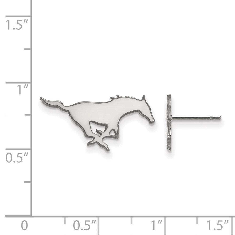 10K White Gold Logoart Southern Methodist University Mustang Small Post Earrings