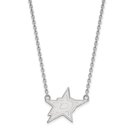 14K White Gold Nhl Logoart Dallas Stars Large Pendant 18 Inch Necklace