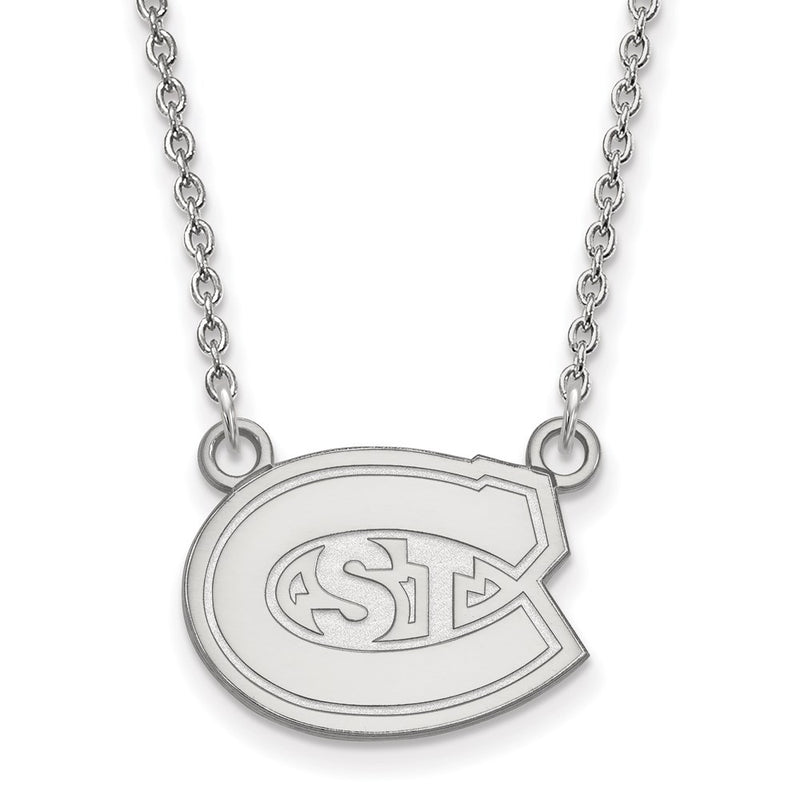 Sterling Silver Rhodium Plated Logoart St. Cloud State University Small Pendant 18 Inch Necklace