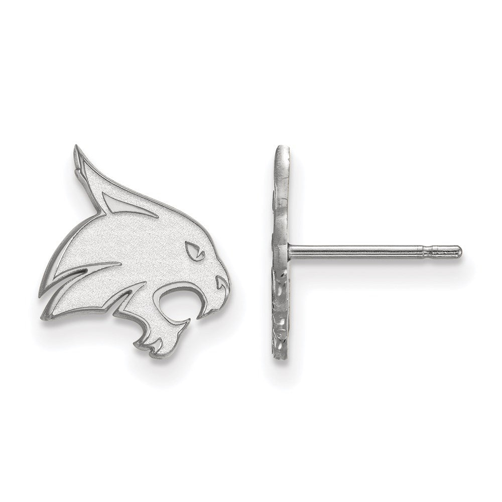 10K White Gold Logoart Texas State University Bobcat Small Post Earrings