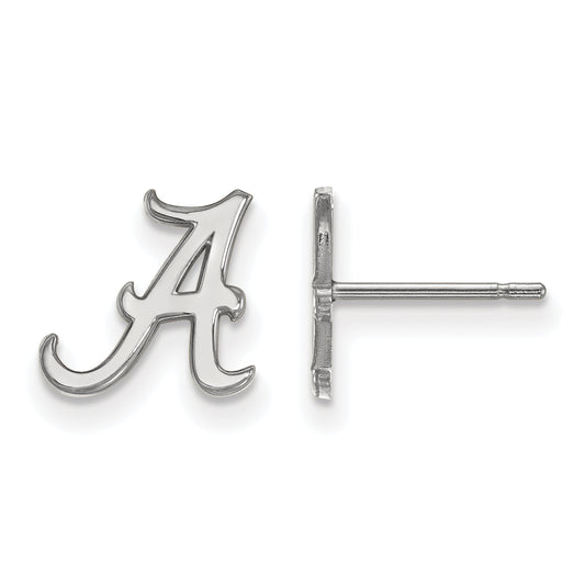 Sterling Silver Rhodium Plated Logoart University Of Alabama Letter A Extra Small Post Earrings